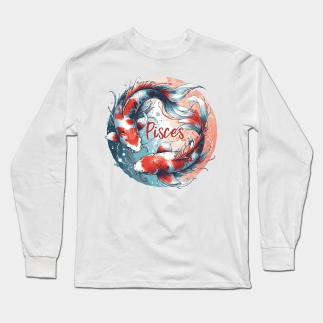 Pisces Zodiac Sign Long Sleeve T-Shirt by Heartsake